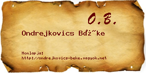 Ondrejkovics Béke névjegykártya
